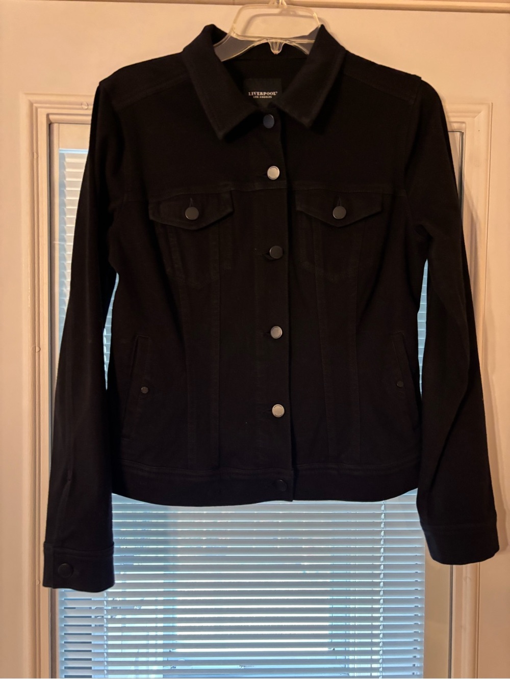 Liverpool Black Women's Button-Front Jean Jacket - Picture 6 of 14